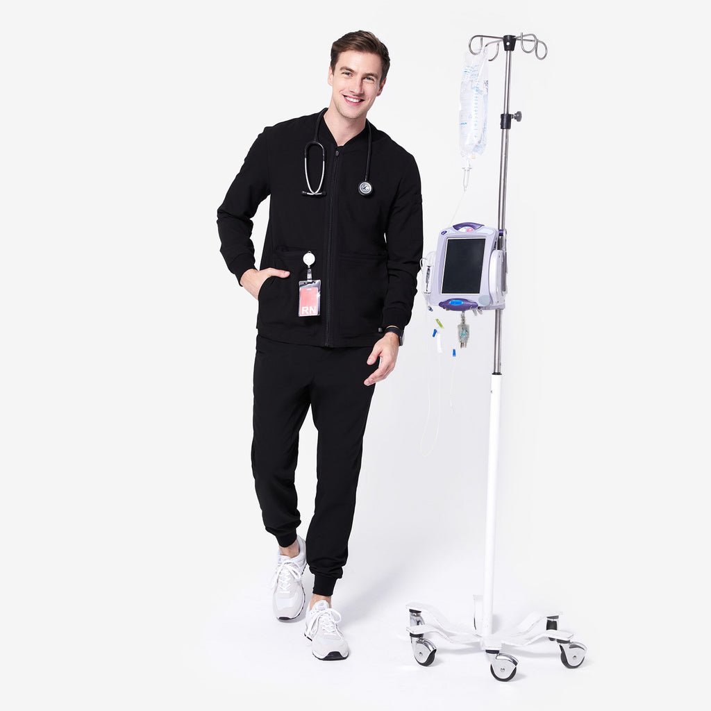 men's Black Zapote Scrub Jacket FIGS TEAMS